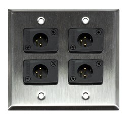 Whirlwind Wall Plate - 2 Gang Stainless Steel 4 Whirlwind WC3M Male XLRS